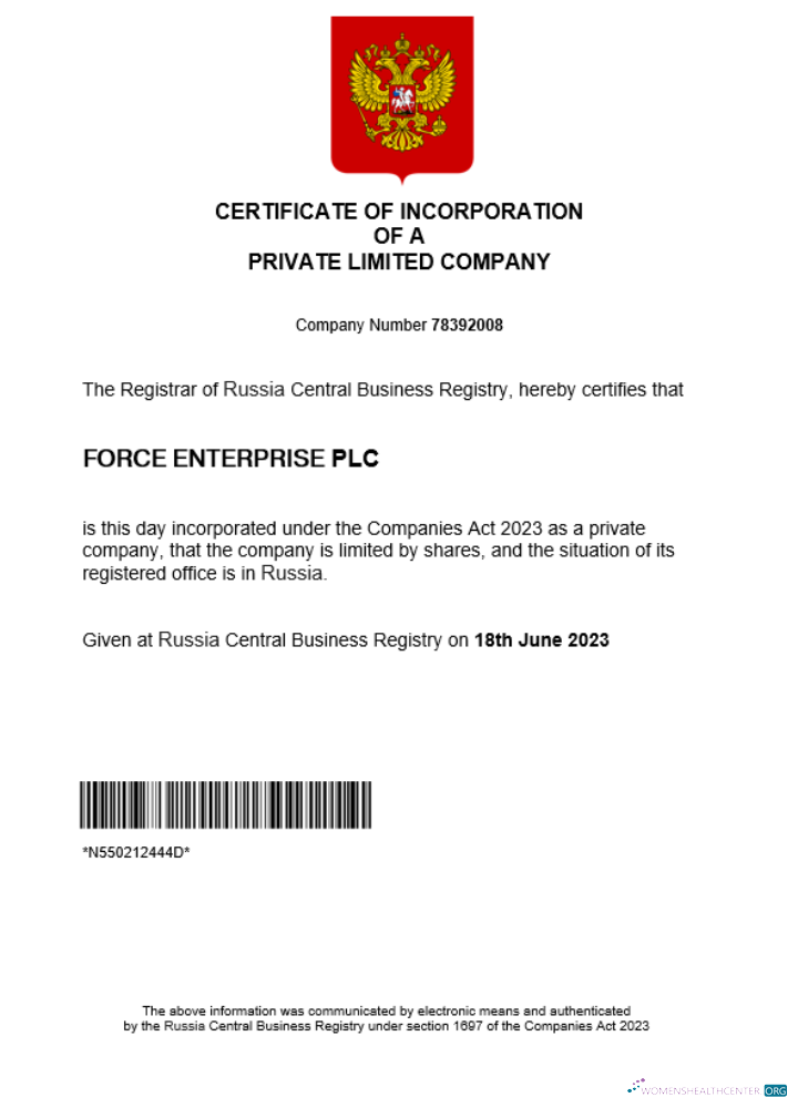Download Russia business registration certificate Word and PDF template Photoshop template